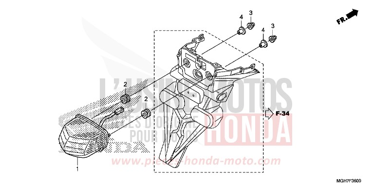 FEU ARRIERE de VFR1200X "Crosstourer" Méca PEARL GLARE WHITE (NHB53B) 2015